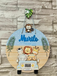 Porta Maternidade Safari jeep azul bichos da selva com significado do nome na internet