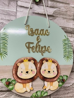 Porta Maternidade Safari leãozinho irmãos - comprar online