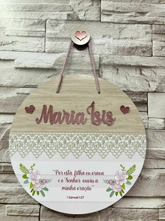 Porta Maternidade Floral com renda e versículo Samuel 1:27 na internet