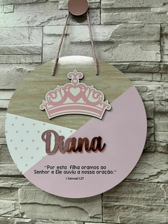 Porta Maternidade Coroa de princesa com versículo Samuel 1:27 - loja online