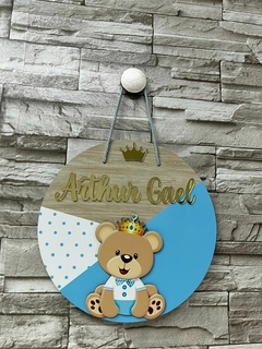Porta Maternidade Ursinho príncipe azul claro - Sabiá Personalizados