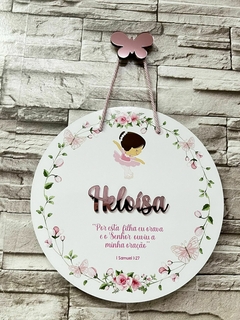 Porta Maternidade Bailarina com versículo Samuel 1:27 - Sabiá Personalizados