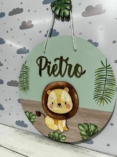 Porta Maternidade Leãozinho safari folhagem - Sabiá Personalizados