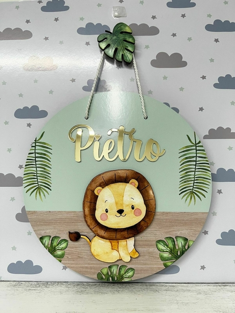 Porta Maternidade Leãozinho safari folhagem - comprar online