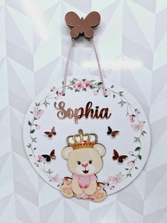Porta Maternidade Ursinha princesa com aplique e pendurador de borboleta - comprar online