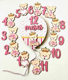 Kit mêsversário Ursinha princesa rosa - Sabiá Personalizados