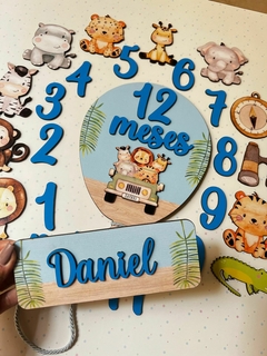 Kit mêsversário Safari azul menino - Sabiá Personalizados