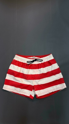 SHORT DE BAÑO IMPORTADO RAYADO ROJO