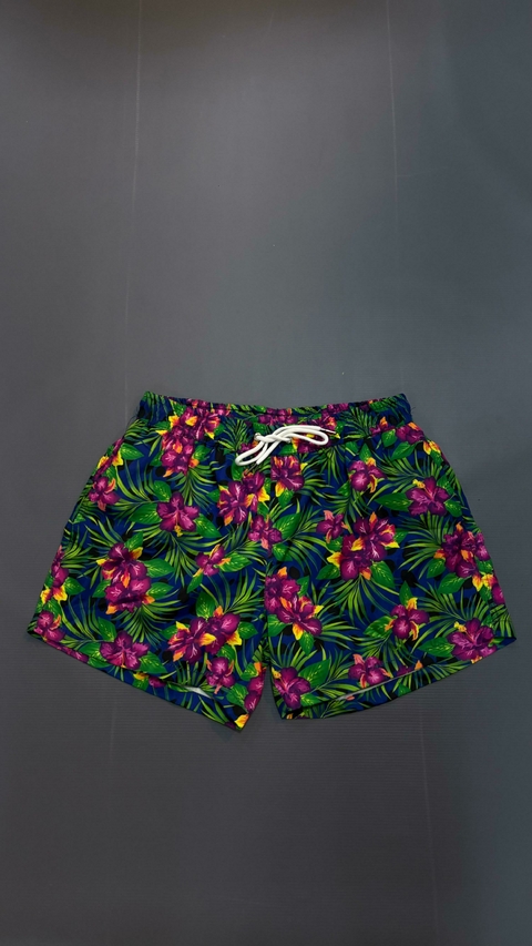 SHORT DE BAÑO FLORES VERDE