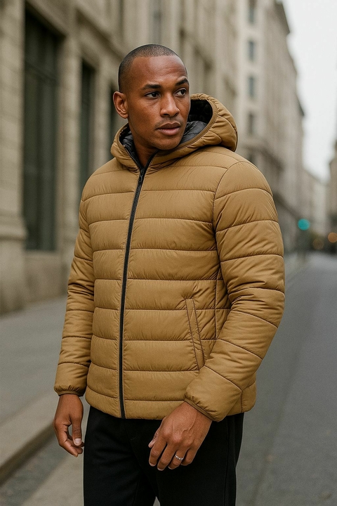 CAMPERA PUFFER REVERSIBLE NEGRA/HABANO - comprar online