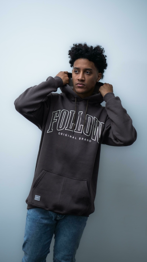 BUZO FOLLOW GRIS OVERSIZE FRISADO - comprar online