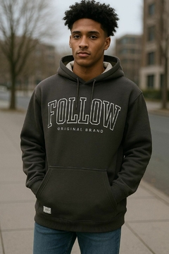 BUZO FOLLOW GRIS OVERSIZE FRISADO - comprar online