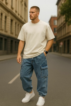 JOGGER DE JEAN CARGO AZUL