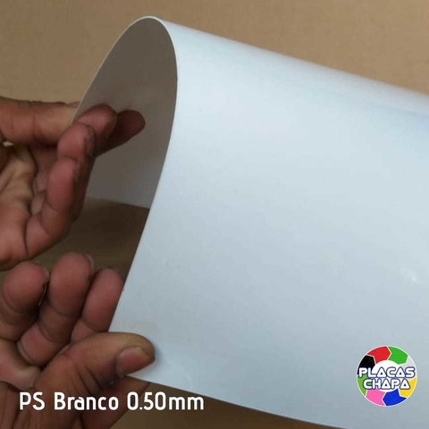Chapa Placa PS Poliestireno Branca 0.50mm X 200cm X 100cm (a unidade)
