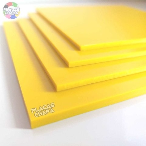 Placa PS Poliestireno Amarelo 2mm X 50cm X 50cm (a unidade)