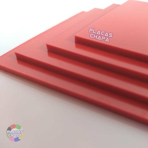 Placa PS Poliestireno Vermelho 2mm X 50cm X 50cm (a unidade)