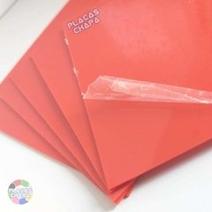 Placa PS Poliestireno Vermelho 2mm X 50cm X 50cm (a unidade) - Placaschapa