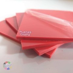Placa PS Poliestireno Vermelho 2mm X 50cm X 50cm (a unidade) - Placaschapa
