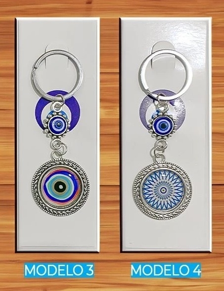 LLAVERO OJO TURCO GUARDA DE METAL REDONDO - 1703z