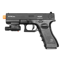PISTOLA AIRSOFT SPRING G17 SLIDE METAL 6MM+CASE+1000BBS+ALVO na internet