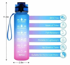 Botella Motivacional Deportiva 1 Litro Sorbete Libre Bpa con Stickers - Candy Planet