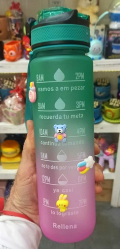 Botella Motivacional Deportiva 1 Litro Sorbete Libre Bpa con Stickers - tienda online
