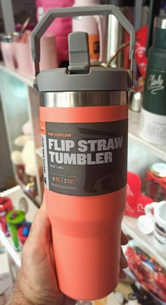 TUMBLER FLIP STRAW 887 ML CORAL STANLEY