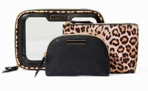 Victorias Secret Animal Print Color Negro Trio Cosmetiqueros