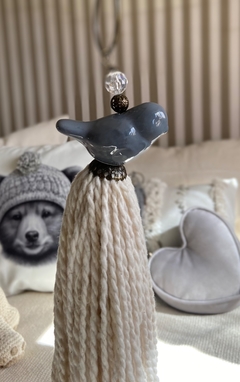 Borla pajarito en gris