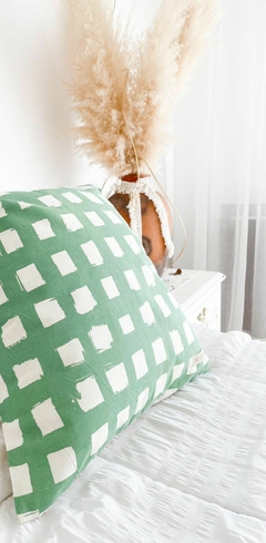Funda de almohadón 70x50 - cuadrille verde - tienda online