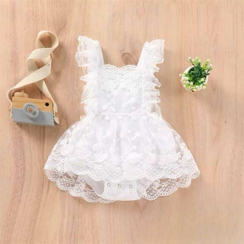 ROMPER JARDINEIRA BEBÊ LUXO GRETA RENDADO BRANCO LC0544 - comprar online