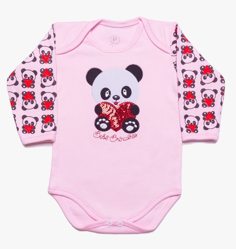 BODY BEBÊ M/L BORDADO COM LANTEJOULAS - PANDA BB2058B