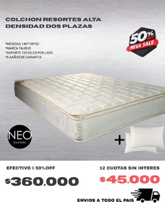 COLCHON RESORTES DOS PLAZAS ALTA DENSIDAD / TRANSFERENCIA $360.000 !! - comprar online