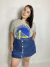 Remera Ancha Ruedo Estampada Gris (0247) - tienda online