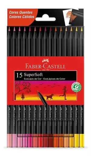 LAPICES FABER CASTELL SUPER SOFT x 15 CÁLIDOS