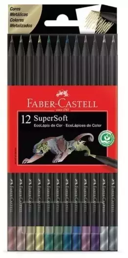 LAPICES FABER CASTELL SUPER SOFT x 12 METÁLICOS