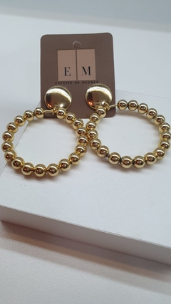 Brinco de argola frontal, com borda em bolinhas, banhado em ouro 18k. na internet