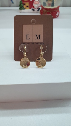 Brinco de argolinha com pingente gratidão, banhado em ouro 18k.