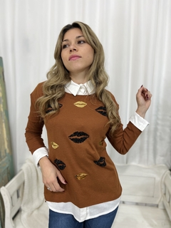 SWEATER BORDADO BESOS (MG507) - comprar online