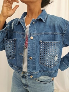 CAMPERA JEAN CROP TACHAS - ELY (MINE11) - Magda