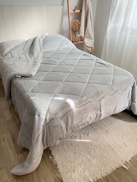 Edredón City winter Queen | Gris perla rombos