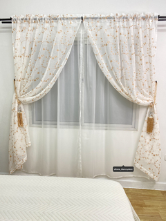 Juego de cortinas organza bordada liberty 300 x 210 cm - comprar online