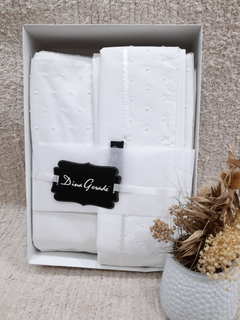 Juego de Sábanas Dina Gerade® percal mixtas - Queen | Plumeti blanco - tienda online