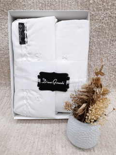 Juego de Sábanas Dina Gerade® percal mixtas - King | Moño blanco - tienda online