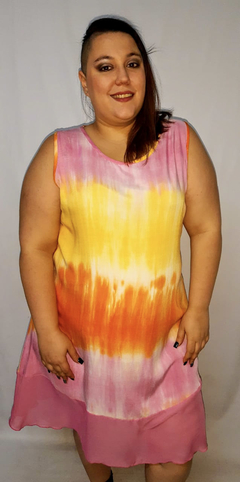 Vestido batick con gasa abajo - Via Santina