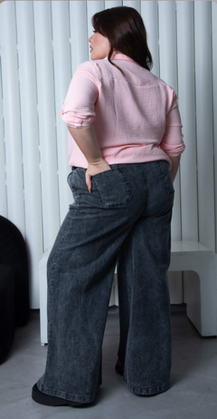 Jeans wide leg con cordón en internet