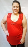 Musculosa bretel ancho con encaje y collar Love