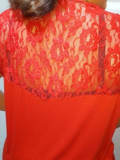 Musculosa bretel ancho con encaje y collar Love - Via Santina