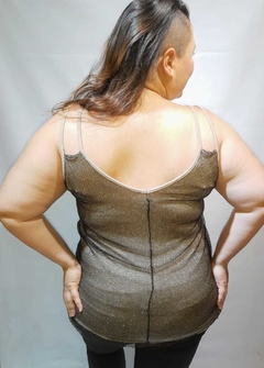 Musculosa doble de modal con tela red - Via Santina