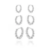 TRIO DE BRINCOS PRATA 925 ESTILISADO BOLINHAS